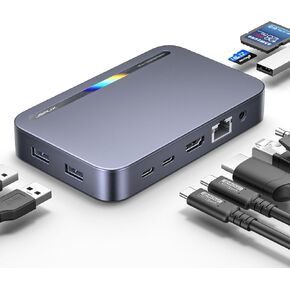 JSAUX Docking Station Dual Monitor, 10 in 1 USB-C Docking Station, Laptop Docking Station with 4K HDMI, 100W PD, USB 3.0, 1000Mbps Ethernet, SD/TF, Audio for MacBook/Dell/HP/SteamDeck/Switch/Lenovo