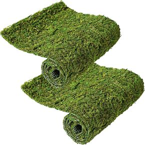 Jutom Dried Moss Table Runner Sheet Moss Roll Preserved Moss Mat Artificial Green Moss Tabletop Decoration 12 x 40 Inch Dried Moss for Crafts Party Wedding Garden Decor(4 Rolls)