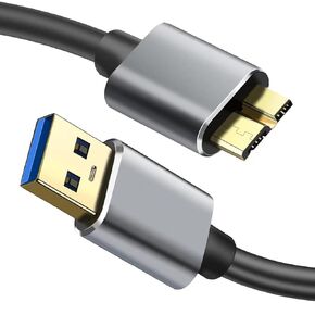 Micro B Cable, USB 3.0 A Male to Micro USB 3.0 Sync Cord,Data Wire Compatible for Toshiba,Seagate,Samsung,My Passport and More External Hard Drive(1.5fts/40cm/Black&Gold)