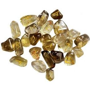 AzureGreen AZG RRCIT Citrine Rune Set, White