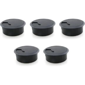 5PCS 60mm Black Plastic Cover Desk Wire Cord Cable Grommets Hole Cover Office PC Desk Cable Cord Organizer