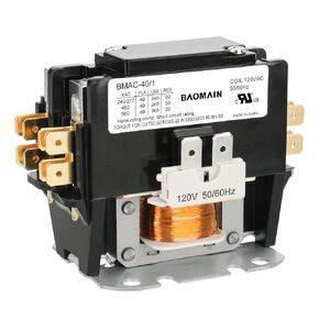 Baomain AC Contactor, 1 Pole 40A Heavy Duty Air Conditioner Condenser Compressor Contactor, BMAC-40/1 HVAC Contactors Replacement UL Listed (120, Volts (AC))