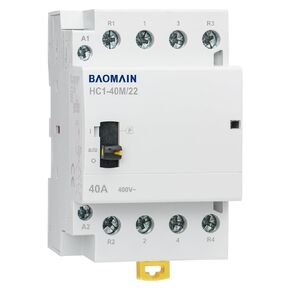 Baomain Manual Household AC Contactor 40A 4 Pole 2 Normally Open 2 Normally Closed Modular Contactor Circuit Control 35mm DIN Rail HC1-40M/22 (AC110V, 2NO 2NC, HC1-40M)
