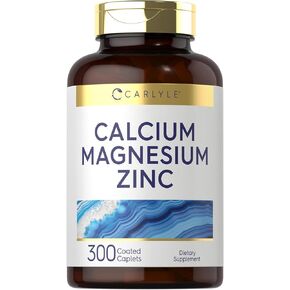 Carlyle Calcium Magnesium Zinc | 300 Caplets | Vegetarian, Non-GMO, Gluten Free Supplement