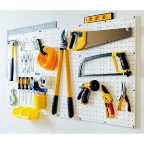 WallPeg Pegboard Tool Organizer with Flex-Lock Peg Hooks PK 24242 W - Organizes Tools - Crafts - Mounted Sixe 48" x 24" - Pegboard Panels - Garage Wall Storage