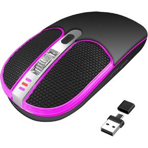 DANCESOUL Unique Look Wireless Mouse with USB＆Type C 2-in-1 Receiver, Rechargeable, Silent Click, Optical, Cordless Mouse for Laptop,PC,Computer,MacBook and All USB Type C Devices-Metal Grey