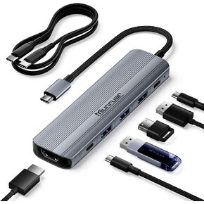 Miunruar USB C Laptop Docking Station Dual Monitor,10 in 1 USB C Multiport Adapter Hub with 2HDMI+2USB3.0+USBC+PD+VGA+SD/TF Card Reader+3.5mmAudio+USB C Docking Station Fit for Dell/HP/MacBook/Lenovo in Saudi Arabia