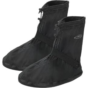 PATIKIL XXXL Waterproof Rain Boot Shoe Cover, 1 Pair PVC Reusable Non-Slip Rain Snow Galoshes Protector with Zipper for Men Women Rainy Outdoor, Black