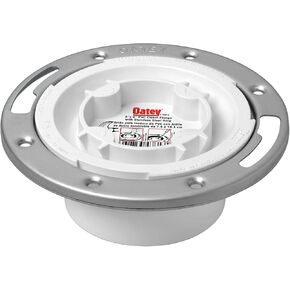 Oatey 43613 Fast Set White PVC Easy Tap Closet Flange with Stainless Steel Ring, 3-Inch or 4-Inch