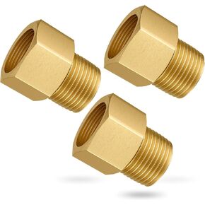 3PCS Brass Pipe Fitting, 1/2" Female x 1/2" Male NPT Thread Brass Hex, Adaptor 1200psi High Pressure