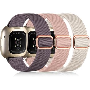 Maledan Bands Compatible with Fitbit Versa 3/ Sense/Versa 4/ Sense 2 Watch Band Men and Women, Adjustable Stretchy Fabric Sport Wristband for Fitbit Versa 3 Watch and Fitbit Sense Smartwatch Bands