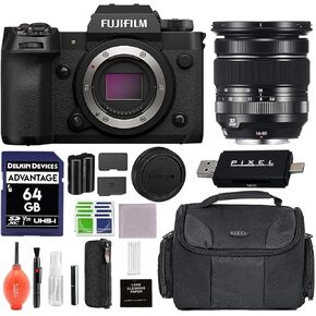 Fujifilm X-H2 Mirrorless Camera with XF16-80mm Lens - Black with Advanced Bundle, Deluxe Lens Case - LC6, Lexar 64GB SDX Card & More