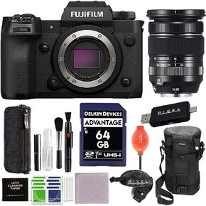 Fujifilm X-H2 Mirrorless Camera with XF16-80mm Lens - Black with Advanced Bundle, Deluxe Lens Case - LC6, Lexar 64GB SDX Card & More