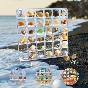 36 Grids Acrylic Magnetic Seashell Display Box, Square Sea Shell Display Box, Seashell Display Case, Seashell Display Box, Shell Display Case, Seashell Display Suitable for storing Shells Beads