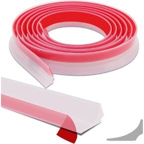 Shower Water Dam Barrier Blocker, Flexible Peel and Stick Splash Guard for Countertop Sink Cooktop Edge, Waterproof Caulk Seal Strip for Bathroom and Kitchen (Translucent, 39IN)