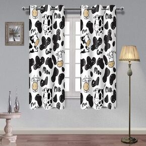 Cow Cartoon Blackout Curtains Cute Animal Curtain Cowhide Dairy Cattle Drapes for Kids Room Bedroom Nursery Window Treatment Noise Reduction 42x63 Inch Set of 2 Panels CLXPAH635