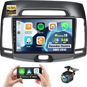 [2+32G] Android 13 Car Stereo for Hyundai Elantra 2016-2018 with Wireless Apple Carplay&Android Auto,9 Inch Touch Screen Car Radio with GPS WiFi Bluetooth FM/RDS Radio SWC AUX-in+AHD Backup Camera