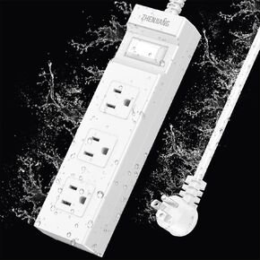 Outdoor Extension Cord Waterproof, Heavy Duty Extension Cord, Long Extension Cord, Outdoor Power Strip Weatherproof Surge Protector, Water & Weather Resistant, Flame Retardant for Lawn & Garden