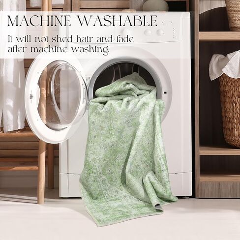 MUJOO 2x8 Runner Rug,Green Washable Runner Rugs for Hallway Kitchen Entryway Bedside Bathroom,Boho Area Rug Carpet Runner Long Non Slip Throw Rug Modern Soft Sage Green Floral in Saudi Arabia