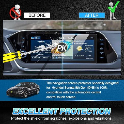 Autorder 2PCS Screen Protector for 2023 2024 Hyundai Palisade Accessories 12.3-Inch Tempered Glass 9H Navigation Touchscreen Protective Film in Kuwait