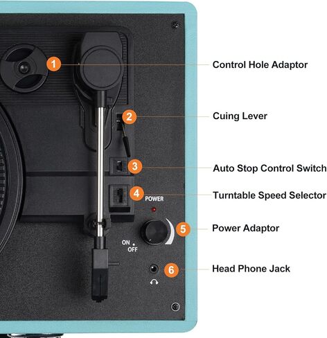 Vinyl Record Player Bluetooth Turntable with 2 Built-in Speakers 3-Speed Vintage LP Player, Support Bluetooth in RCA Out Aux in Headphone Jack in Saudi Arabia