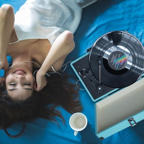 Vinyl Record Player Bluetooth Turntable with 2 Built-in Speakers 3-Speed Vintage LP Player, Support Bluetooth in RCA Out Aux in Headphone Jack in Saudi Arabia