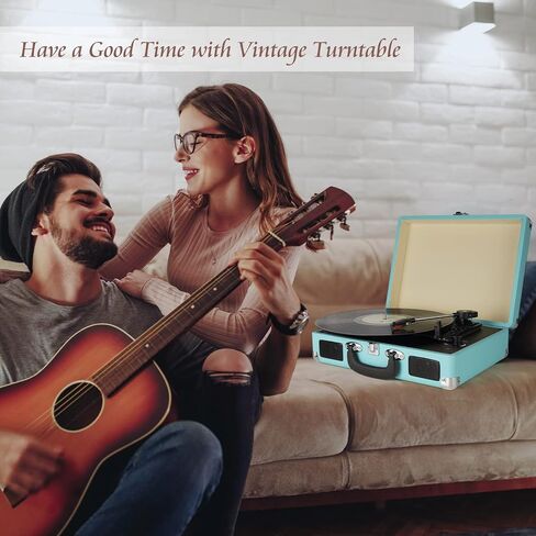 Vinyl Record Player Bluetooth Turntable with 2 Built-in Speakers 3-Speed Vintage LP Player, Support Bluetooth in RCA Out Aux in Headphone Jack in Saudi Arabia