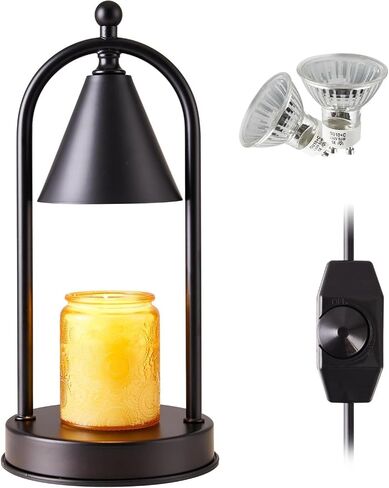 Candle Warmer Lamp with 2 Bulbs, Dimmable Electric Candle Warmer, Home Decor Candle lamp, Melted Wax Candle Warmer for Scented Jar Candles, House Warming Gift, Bedroom Decor for New Home (Black) in Saudi Arabia