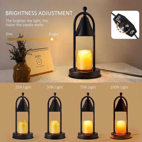 Candle Warmer Lamp with 2 Bulbs, Dimmable Electric Candle Warmer, Home Decor Candle lamp, Melted Wax Candle Warmer for Scented Jar Candles, House Warming Gift, Bedroom Decor for New Home (Black) in Saudi Arabia