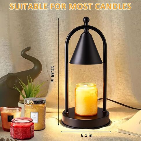 Candle Warmer Lamp with 2 Bulbs, Dimmable Electric Candle Warmer, Home Decor Candle lamp, Melted Wax Candle Warmer for Scented Jar Candles, House Warming Gift, Bedroom Decor for New Home (Black) in Saudi Arabia