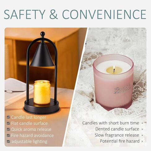 Candle Warmer Lamp with 2 Bulbs, Dimmable Electric Candle Warmer, Home Decor Candle lamp, Melted Wax Candle Warmer for Scented Jar Candles, House Warming Gift, Bedroom Decor for New Home (Black) in Saudi Arabia
