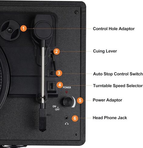 Vinyl Record Player Bluetooth Turntable with 2 Built-in Speakers 3-Speed Vintage LP Player, Support Bluetooth in RCA Out Aux in Headphone Jack in Kuwait