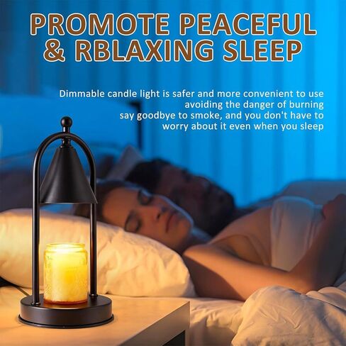 Candle Warmer Lamp with 2 Bulbs, Dimmable Electric Candle Warmer, Home Decor Candle lamp, Melted Wax Candle Warmer for Scented Jar Candles, House Warming Gift, Bedroom Decor for New Home (Black) in Saudi Arabia