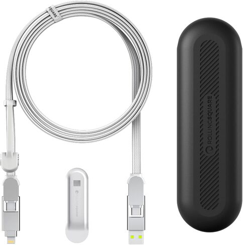 كابل شحن متعدد Rolling Square inCharge XL 6 في 1، كابل USB محمول وUSB-C مع قوة شحن فائقة السرعة 100 وات، 6.5 قدم/2 متر، أبيض جليدي in Kuwait