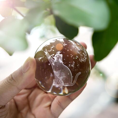 60mm 3D Laser Cat Crystal Ball Paperweight Cat Stuff for Cat Lovers Glass Kitten Collectibles in Saudi Arabia
