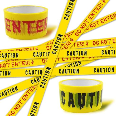 Anditoy 2 حزمة زينة الهالوين شريط تحذير شريط تحذيري لديكور الهالوين في الهواء الطلق ومناطق الخطر الداخلية ومستلزمات الحفلات المخيفة in Kuwait