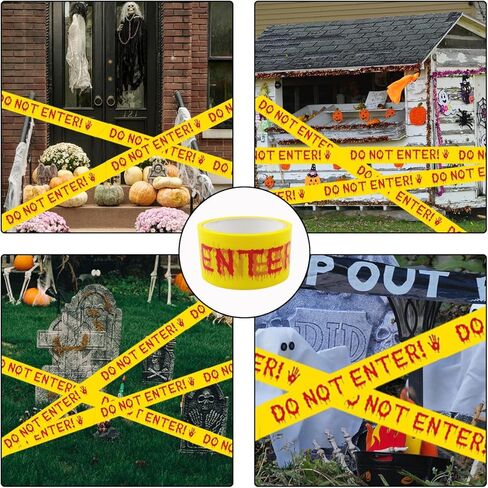 Anditoy 2 حزمة زينة الهالوين شريط تحذير شريط تحذيري لديكور الهالوين في الهواء الطلق ومناطق الخطر الداخلية ومستلزمات الحفلات المخيفة in Kuwait