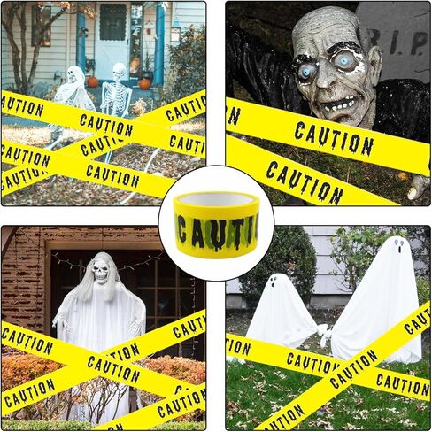 Anditoy 2 حزمة زينة الهالوين شريط تحذير شريط تحذيري لديكور الهالوين في الهواء الطلق ومناطق الخطر الداخلية ومستلزمات الحفلات المخيفة in Kuwait