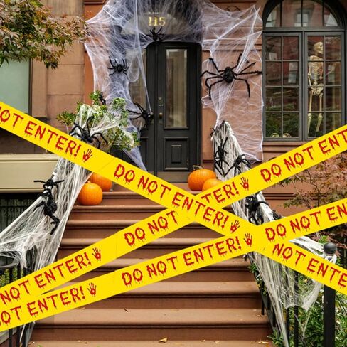 Anditoy 2 حزمة زينة الهالوين شريط تحذير شريط تحذيري لديكور الهالوين في الهواء الطلق ومناطق الخطر الداخلية ومستلزمات الحفلات المخيفة in Kuwait