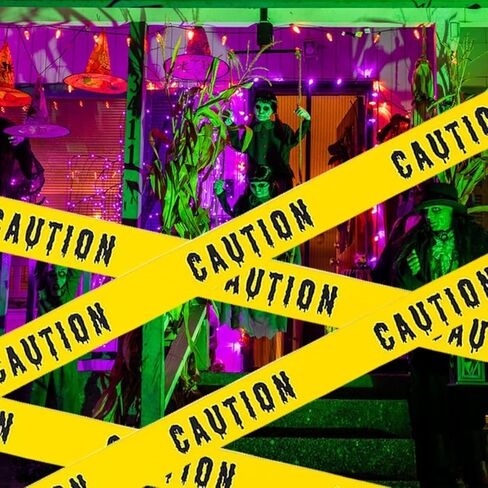 Anditoy 2 حزمة زينة الهالوين شريط تحذير شريط تحذيري لديكور الهالوين في الهواء الطلق ومناطق الخطر الداخلية ومستلزمات الحفلات المخيفة in Kuwait