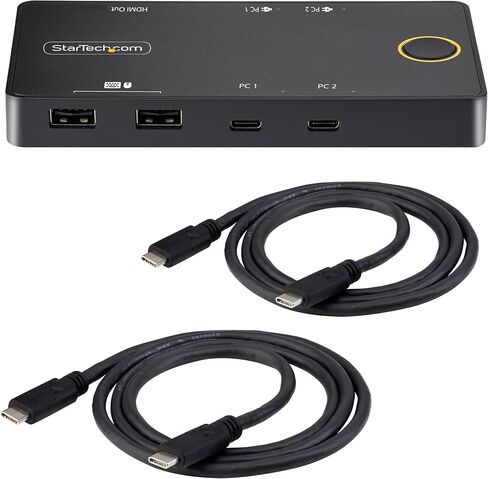 ستارتيك. محول كيه في ام بمنفذين USB C من كوم - 4K 60Hz HDMI - منفذ مزدوج Uhd USB نوع C صغير Kvm مع كابلات USB C - يعمل بالناقل - ماك بوك ايباد برو ثينك باد ايديا باد اليت بوك (Sv211Hduc) in Kuwait