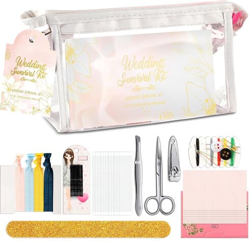 132 Pieces Wedding Survival Kit Wedding Day Bridal Emergency Kit Bridal Party Proposal Gifts Mini Emergency Kit for Women with Makeup Bags Floral Wedding Bride Emergency Supplies (Floral Style) in Kuwait