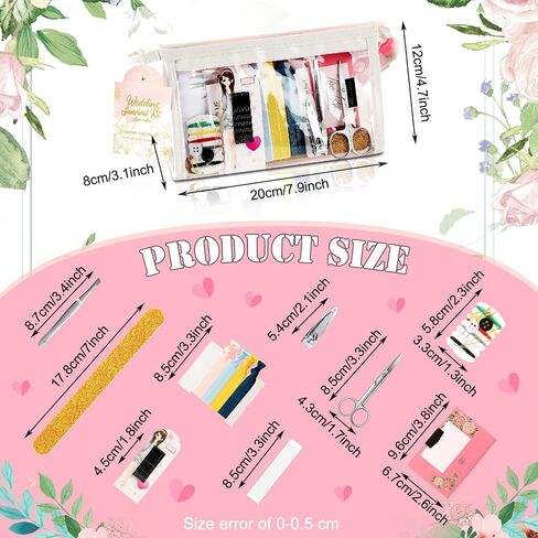 132 Pieces Wedding Survival Kit Wedding Day Bridal Emergency Kit Bridal Party Proposal Gifts Mini Emergency Kit for Women with Makeup Bags Floral Wedding Bride Emergency Supplies (Floral Style) in Kuwait