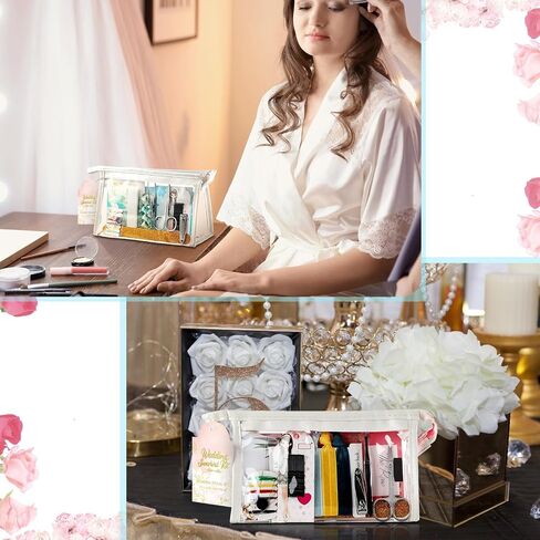 132 Pieces Wedding Survival Kit Wedding Day Bridal Emergency Kit Bridal Party Proposal Gifts Mini Emergency Kit for Women with Makeup Bags Floral Wedding Bride Emergency Supplies (Floral Style) in Kuwait