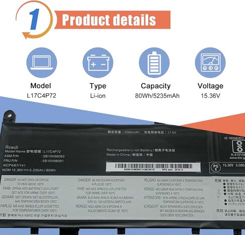 بطارية كمبيوتر محمول ASODI 78++ 00HW030 96Wh 8 خلايا متوافقة مع Lenovo ThinkPad P70 P71 20ER 20ES 20HK سلسلة محطات العمل المتنقلة 01AV451 SB10F46468 4X50K14092 5B10W13950 15V 6400mAh in Saudi Arabia