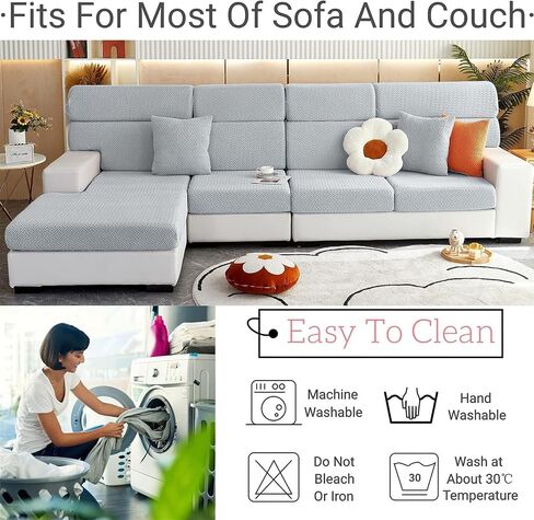 Soothing Home Sofa Covers, Sofa Hero Covers, Wear-Resistant Universal Magic Sofa Covers, Washable Stretch Sofa Couch Cushion Covers for Sectional Sofa (Grey,Large Single Seat Cover) in Saudi Arabia