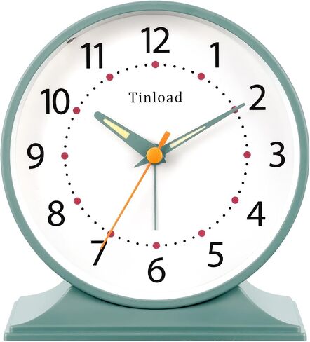 4.5" Antique Retro Analog Alarm Clock, Small Silent Bedside Desk Clock with Night Light, Battery Operated, Snooze, for Living Room, Bedroom, Bedside, Desk(Green) in Kuwait