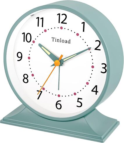 4.5" Antique Retro Analog Alarm Clock, Small Silent Bedside Desk Clock with Night Light, Battery Operated, Snooze, for Living Room, Bedroom, Bedside, Desk(Green) in Kuwait
