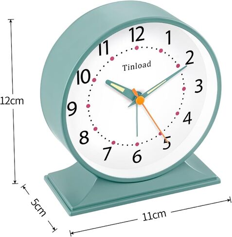 4.5" Antique Retro Analog Alarm Clock, Small Silent Bedside Desk Clock with Night Light, Battery Operated, Snooze, for Living Room, Bedroom, Bedside, Desk(Green) in Kuwait