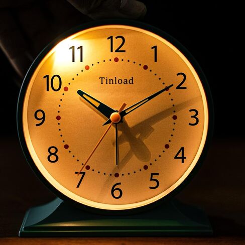 4.5" Antique Retro Analog Alarm Clock, Small Silent Bedside Desk Clock with Night Light, Battery Operated, Snooze, for Living Room, Bedroom, Bedside, Desk(Green) in Kuwait